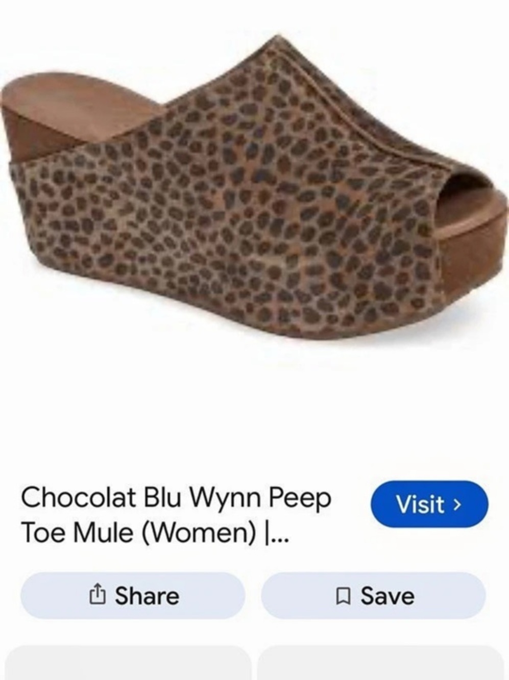 Chocolat Blu Wynn Peep Toe Mule Leopard Print Wedge